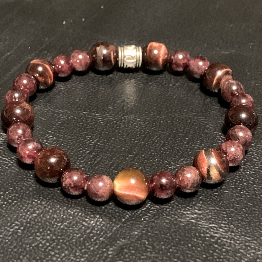 6.5 inch Amethyst and Tigers Eye Stretch Bracelet